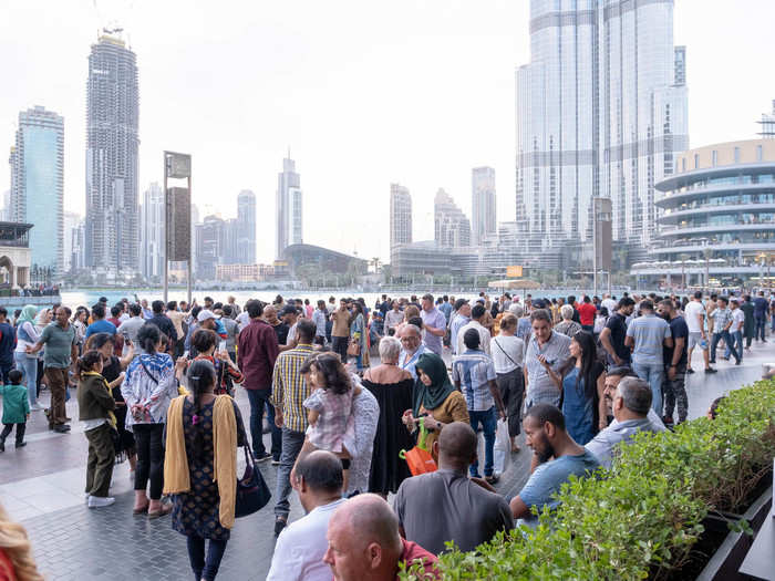 The sun was starting to set, so I decided to head outside to get a look at the futuristic exterior of the mall and the rest of the Burj Khalifa complex. I wasn