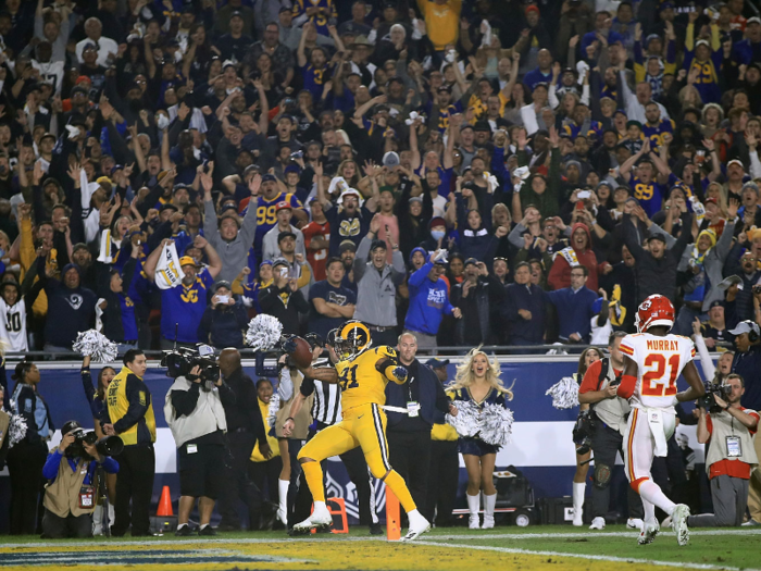 On the following drive, Gerald Everett once again made his way into the end zone to put the Rams ahead by three with 1:49 left to play.