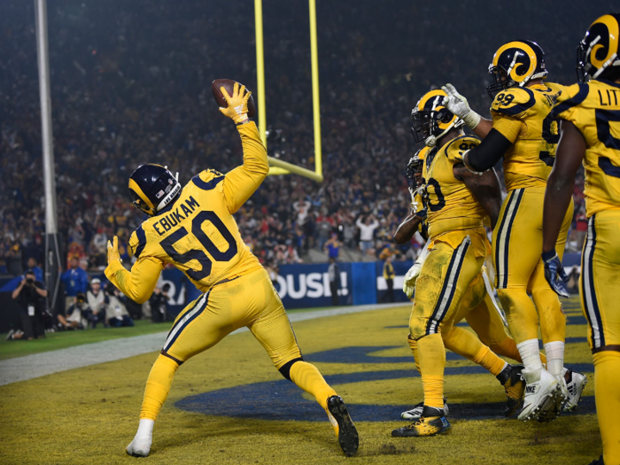 After kicker Greg Zuerlein hit a 33-yard field goal, Ebukam continued his impressive performance and extended the lead with a pick-six to end the third quarter.