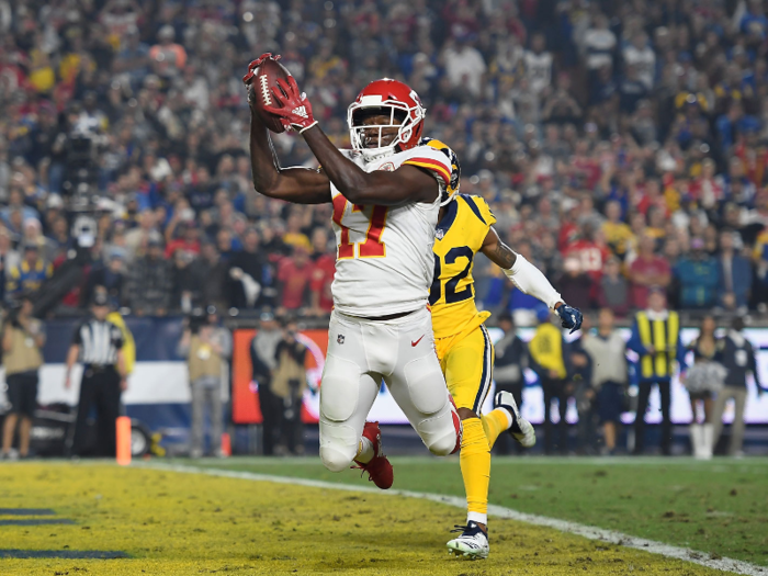 But the Chiefs had one more drive in them, and Mahomes found Chris Conley for an eight-yard touchdown pass. Kicker Harrison Butker couldn