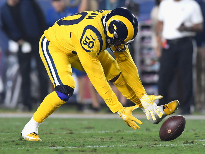 Linebacker Samson Ebukam put the Rams back on top with 1:50 left in the half after collecting a fumble and returning in all the way to the house.