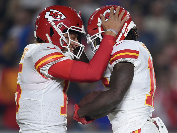 Mahomes finally connected with wide receiver Tyreek Hill on a 25-yard touchdown pass to put Kansas City on the board.