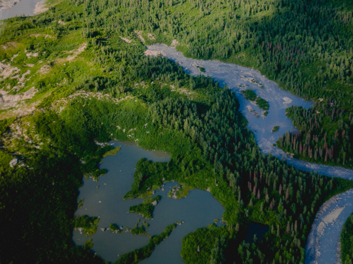 The 40-minute flight offers views of lowland rivers, lakes, and forests, as well as vast mountain peaks including Foraker, Hunter and Denali.