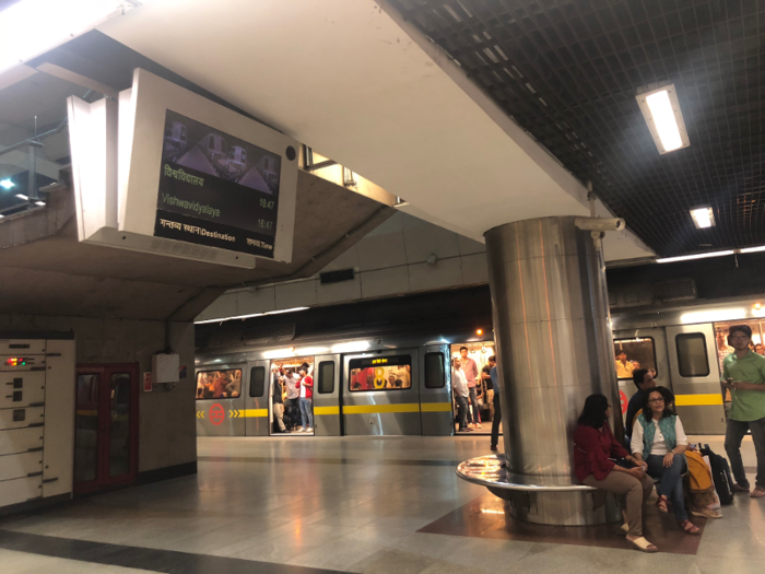 There are screens on every platform that show how far the trains are and how much more you need to wait for them. The trains run from about 5:30 am until 11:30 pm, and their frequency ranges from every couple of minutes during peak hours, up to 10 minutes at other times.