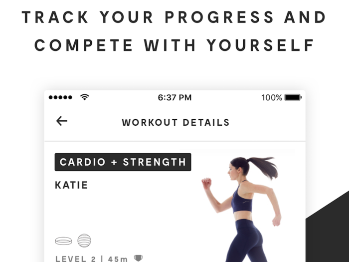 The workout process begins on the app, where new customers are asked to enter their key health details — weight, height — along with their fitness goals and details of any injuries.