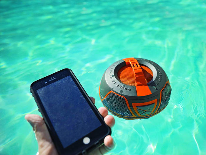 A waterproof, submersible, all-around disaster-proof speaker that fits into a cupholder