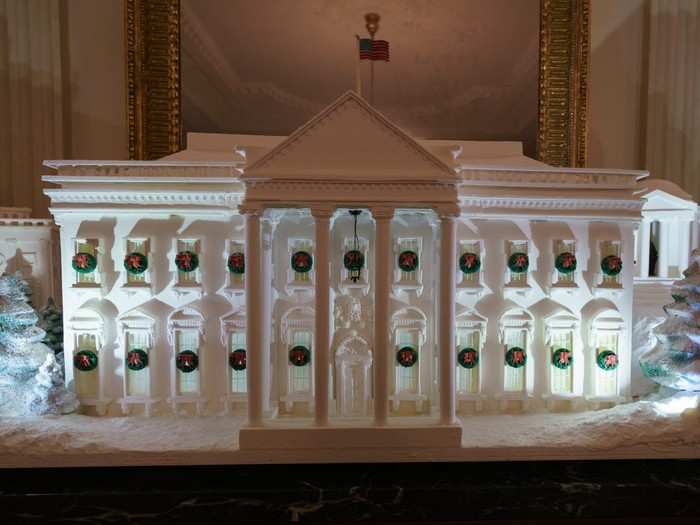 The gingerbread White House is an annual tradition, and offers a slightly different depiction each year. This year