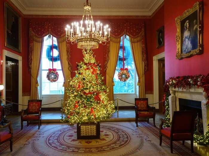 The decorations in the smaller Red Room are aimed at reflecting children