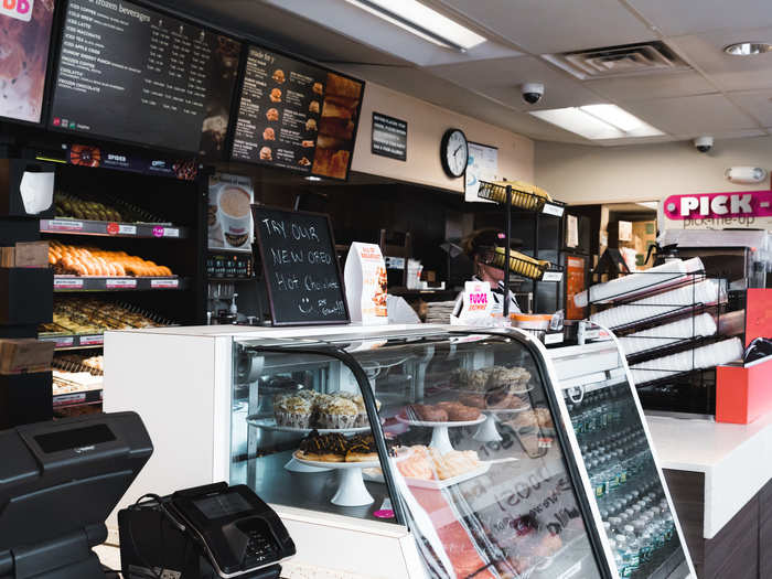 But a lot of the food is still kept on shelves behind the counter.