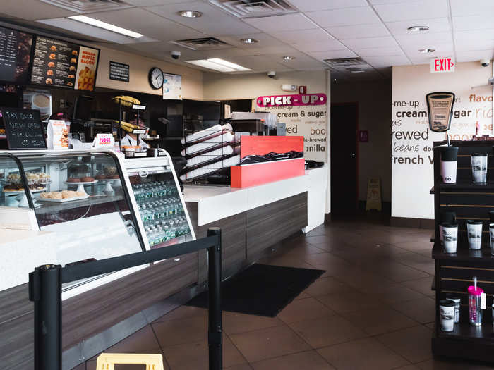 The inside of the store is pretty small. It looks like your typical Dunkin