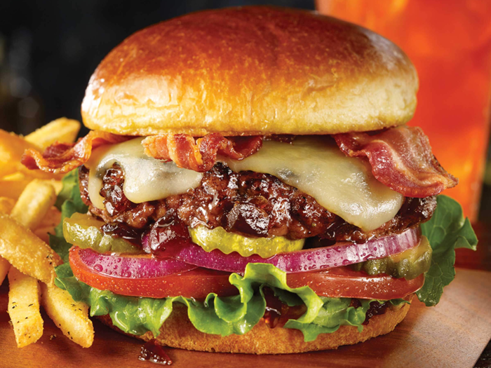 Bacon cheeseburger (green style) at TGI Friday