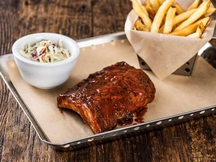 Half rack of house BBQ baby back ribs at Chili