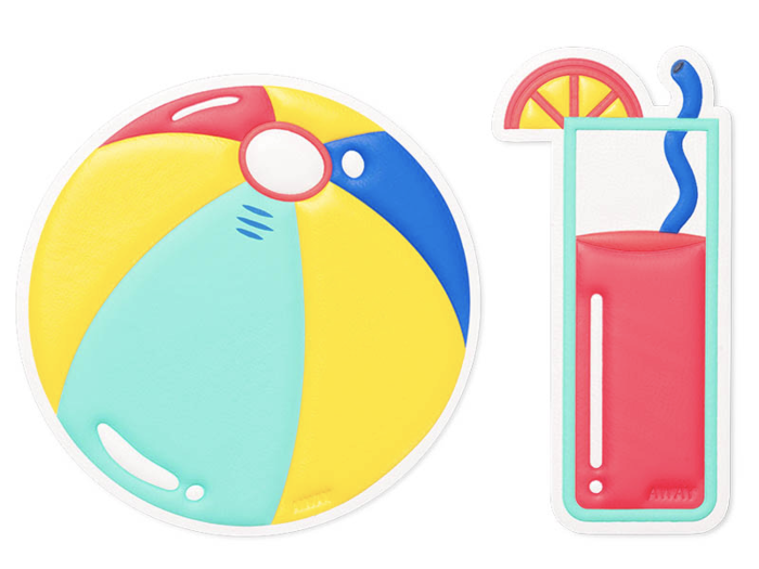 Summer-themed leather luggage stickers