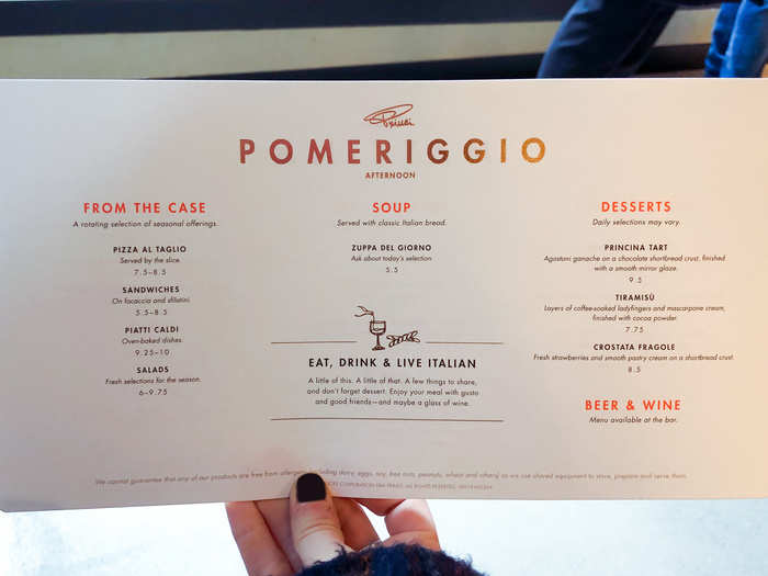 Princi also has a separate lunch menu with inexpensive soups, salads, and sandwiches.