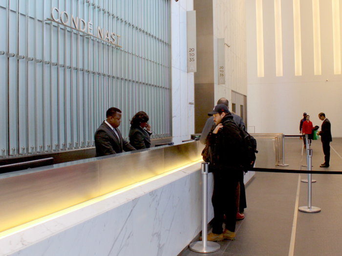 Guests must check in at a desk in the lobby ...