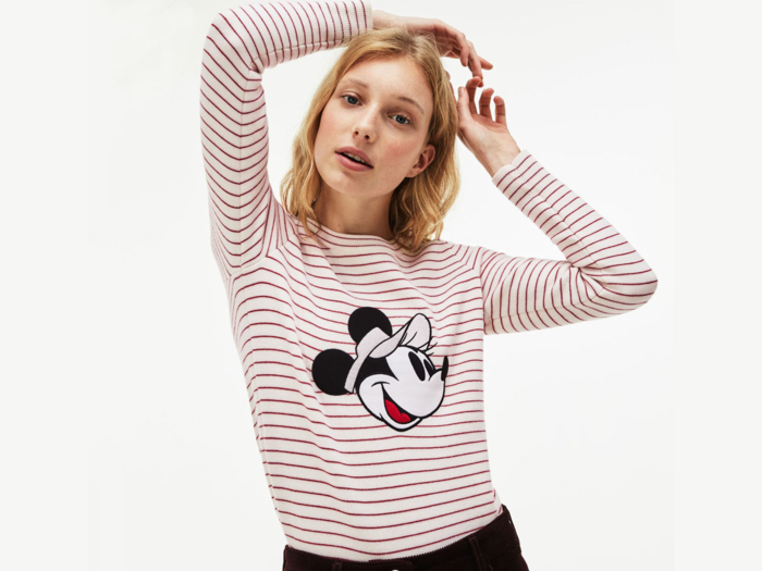 A striped Minnie tennis sweater (also available in Mickey for men)