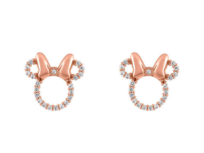 A perfect pair of sparkly Minnie earrings in rose gold