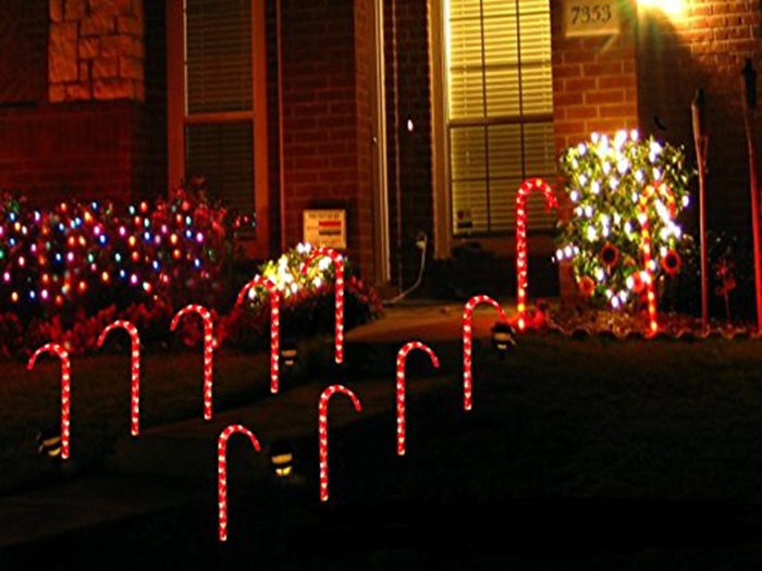 Pathway markers that look like candy canes