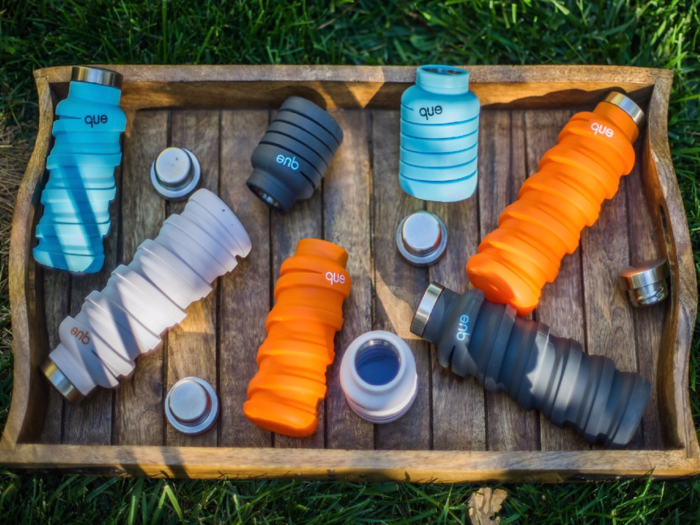 A collapsible water bottle