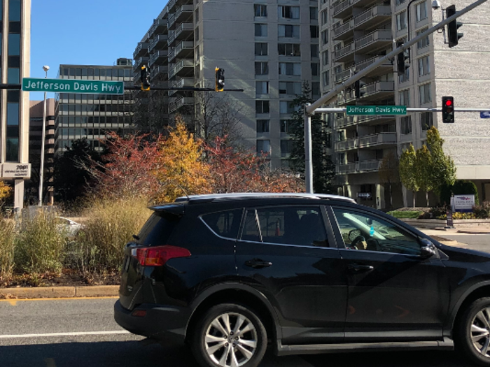 The entire neighborhood is organized around Route 1, which is regrettably named "Jefferson Davis Highway," after the Confederate general.