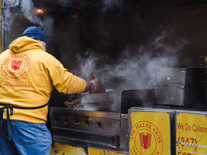 After the food was cooked, it was brought over to the main cart. Everyone working was constantly on the move.