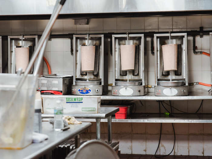 ... and food is chopped and prepared all morning in the industrial kitchen.