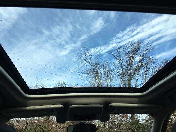 The massive, standard panoramic sunroof certainly helps create that environment.