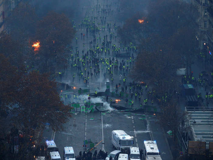 Protestors and the police faced off on Paris