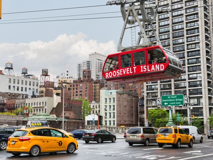 The aerial tram takes passengers from the Midtown Manhattan station at 59th Street and 2nd Avenue …