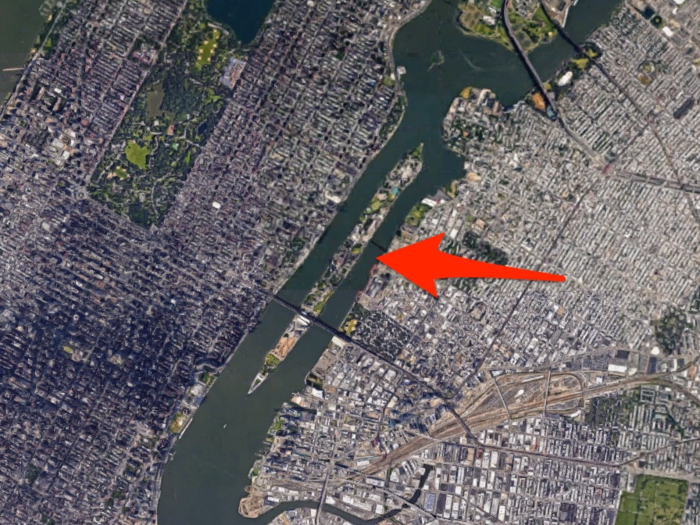 The narrow strip of land is nestled in the East River between Manhattan and Queens. It