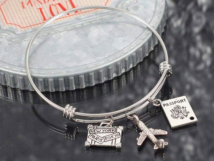 A charm bracelet that shows off their love for travel