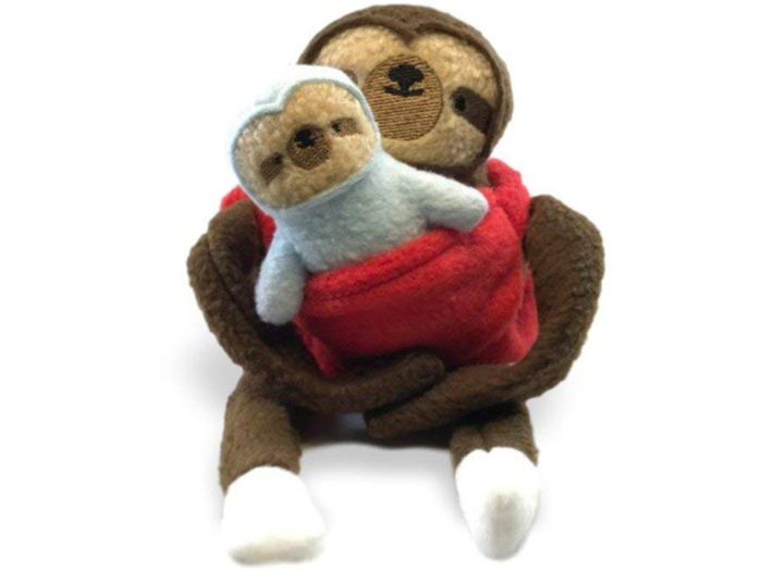 An adorable pair of plush sloths