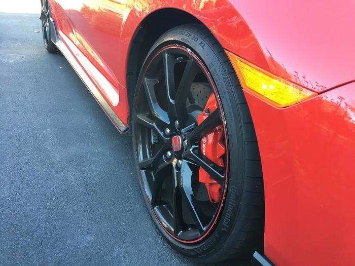 The Brembo brakes enable the car to go from 60 mph to a complete stop in just 100 feet.