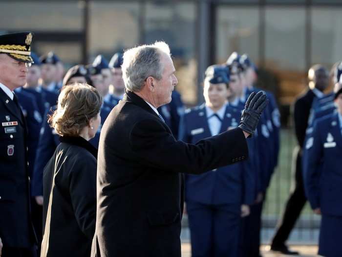 Former President George W. Bush was there with his wife, Laura Bush.