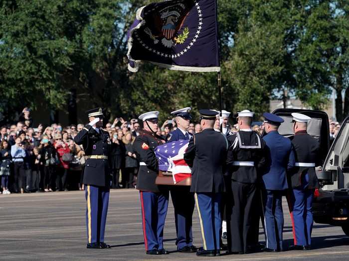 A departure ceremony was held in Houston, Texas, as the former president