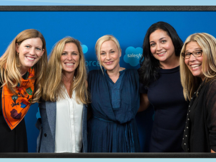 Robbins (second from the right) teamed up with Leyla Seka (far right), an executive VP, and formed a list of how to help women grow in their careers at Salesforce. Equal pay was a concept they could not ignore. Robbins and Seka met with Benioff and — without any data — said they wanted to investigate whether Salesforce had a pay gap between men and women.