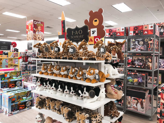 The toy department — which was about half the size when we previously visited this store in March — had a small branded FAO Schwarz display, as well as other popular toys like Hatchimals and LOL Surprise.