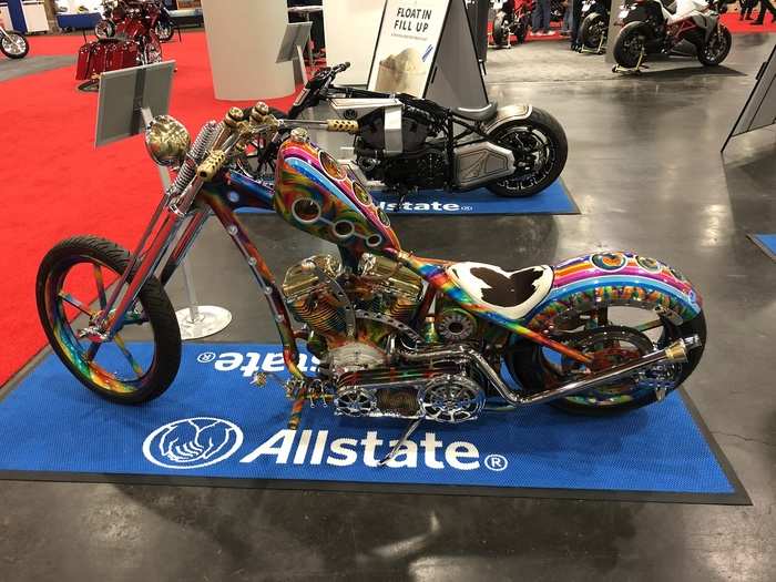 Progressive rival Allstate showcased a few exotic custom chopper designs.