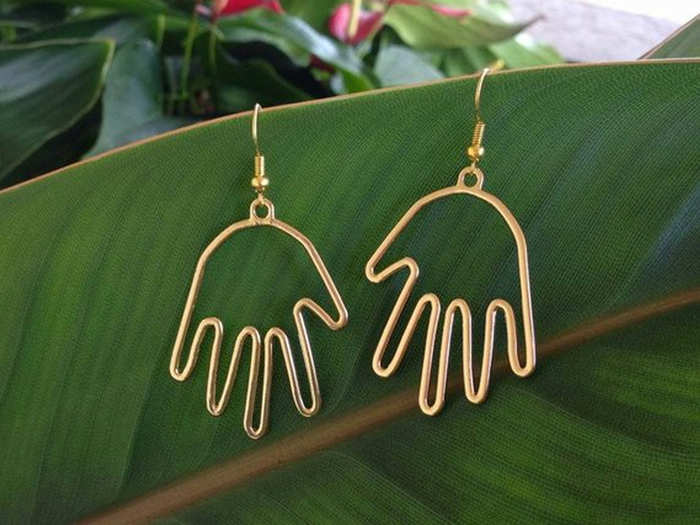 A funky set of earrings that make for an artistic accessory