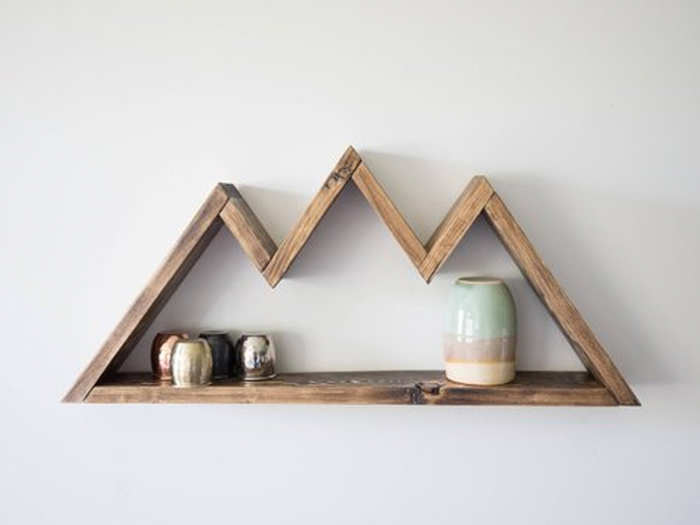 A uniquely shaped floating shelf