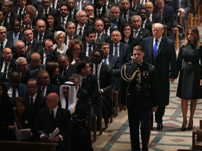 Just before the ceremony started, President Trump and First Lady Melania took their seats.