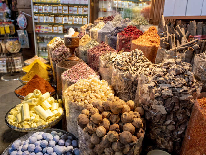 A few minutes from the Gold Souk is the Spice Souk. It