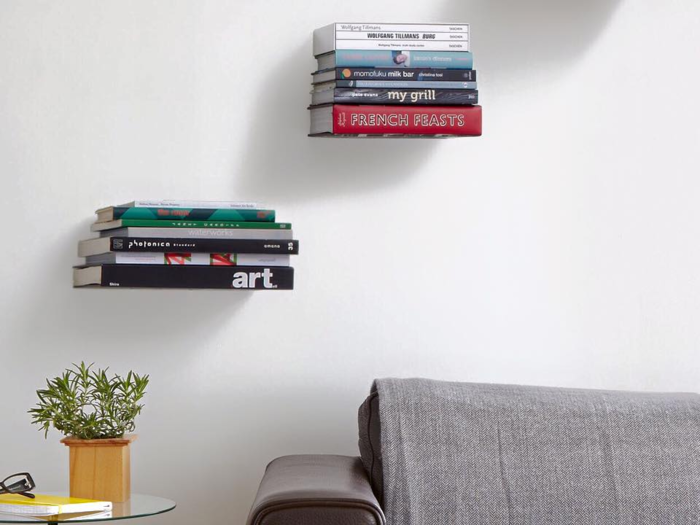 A set of floating bookshelves