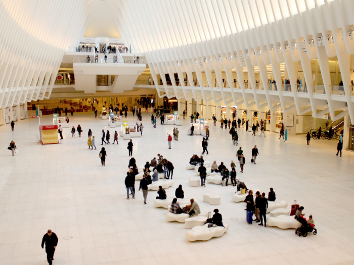 The building is only a few minutes from my office so I walked there, but One World Trade Center is connected underground to the Oculus, a shopping center and transport hub.