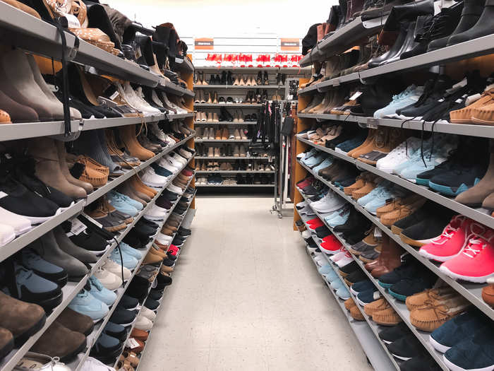 Behind the toys were shoes. TJ Maxx carries brands like Nike, Adidas, Ugg, and Sperry at discounted prices.