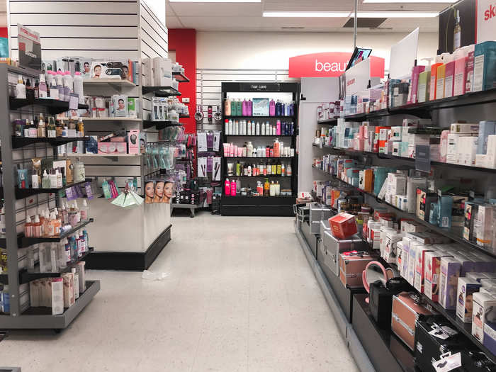 The beauty products were next to the women