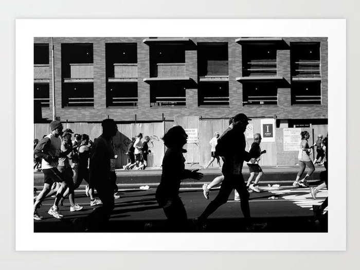 A black-and-white print of the New York City Marathon they can display at home.