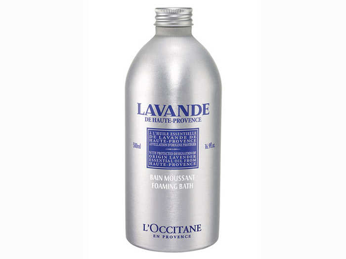 A bottle of lavender bubble bath