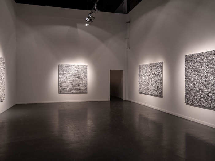When I visited, Ayyam was featuring the work of Thaier Helal, a Syrian-born artist. The collection was called "Beneath The Rubble" and was an impressionistic set of mixed media works that look like different expressions of rubble in both an emotional and physical sense.