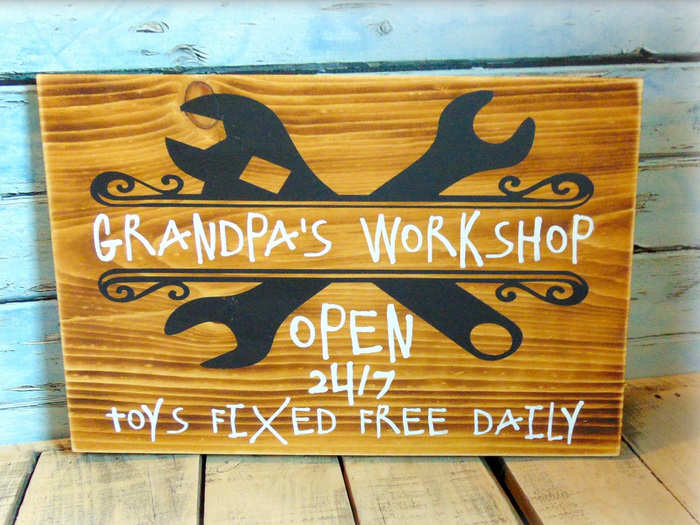 A sweet workshop sign for the grandpa who can fix anything